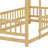 Wooden House Bed Featuring A Roof Frame And Safety Guardrail