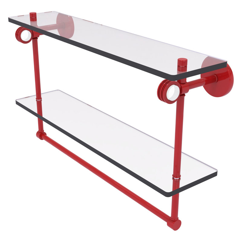Tablette flottante 2 pièces avec barre à serviettes Clearview, H 12,8 po x l 22 po x P 5,6 po, Rouge pompier