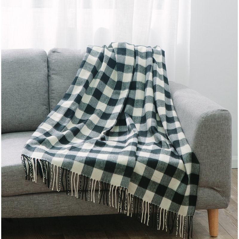Hand Woven Throw Blanket, Black and White