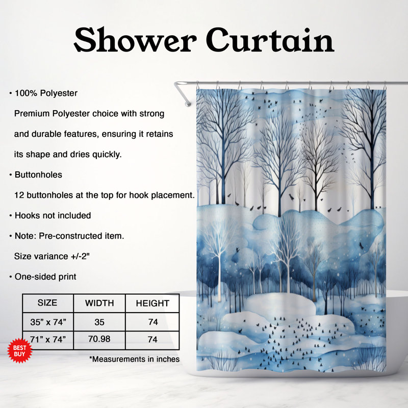Paint Winter - Rideau de douche Premium, H 74 po x l 71 po