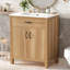 Meuble-lavabo en bois 30 po avec structure en bois massif, 2 portes à fermeture douce, 1 tiroir rabattable, tablette réglable-1991045219-1991045218