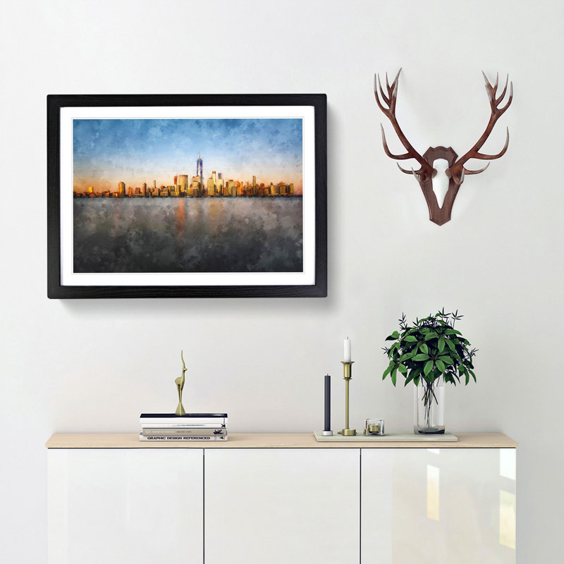 The New York Skyline - Framed Print, 62cm H x 87cm W x 2cm D, Black Framed