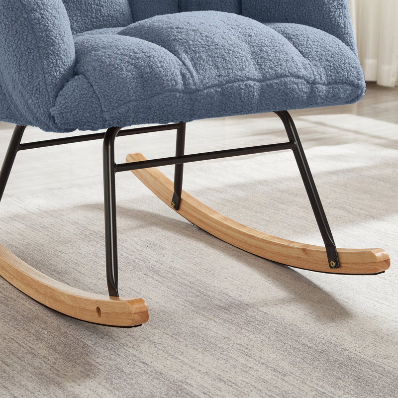 Chaise berçante en tissu Teddy, Bleu clair
