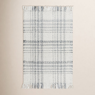 Cay Hand-Woven Gray Plaid Rug