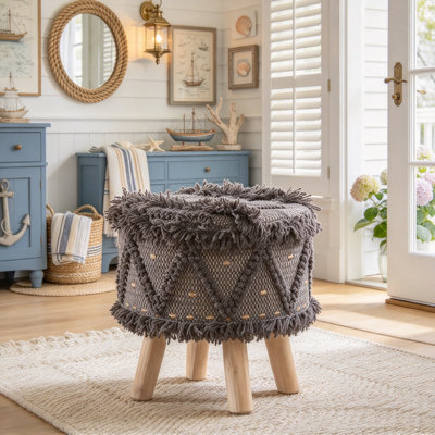 Rectangle Upholstered Wool Ottoman