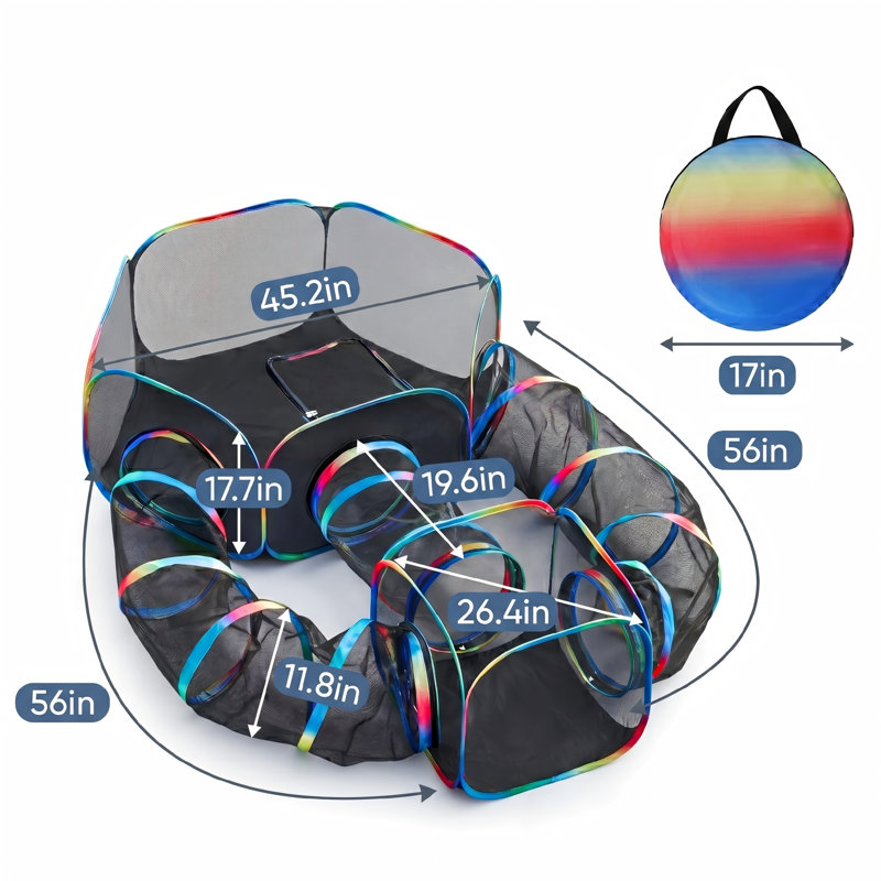 Enceinte portative 5-en-1 pour chat, comprenant tente, cube, Catio pliable, aire de jeu escamotable, avec tunnels, pour chats d'intérieur et petits animaux