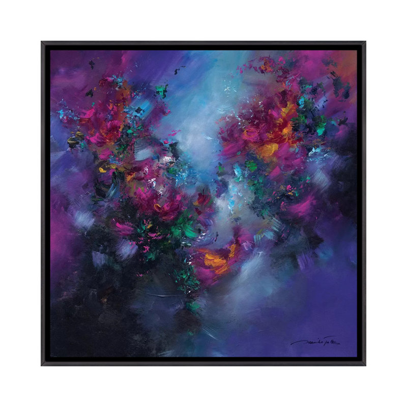 « Cristallin » par Jaanika Talts, reproduction d’art, H 26 po x l 26 po x P 1,5 po, Toile avec cadre noir patiné