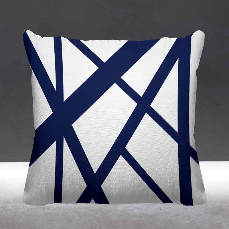 Shelly Outdoor Reversible Throw Pillow, 19W" x 19H", Navy Blue