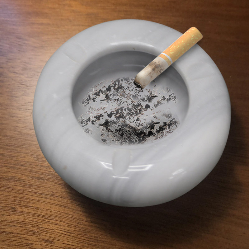 Cendrier en marbre gris nuage, plat à anneaux simple poli de 4 po, fourre-tout en pierre naturelle gris doux, accessoire de bureau élégant