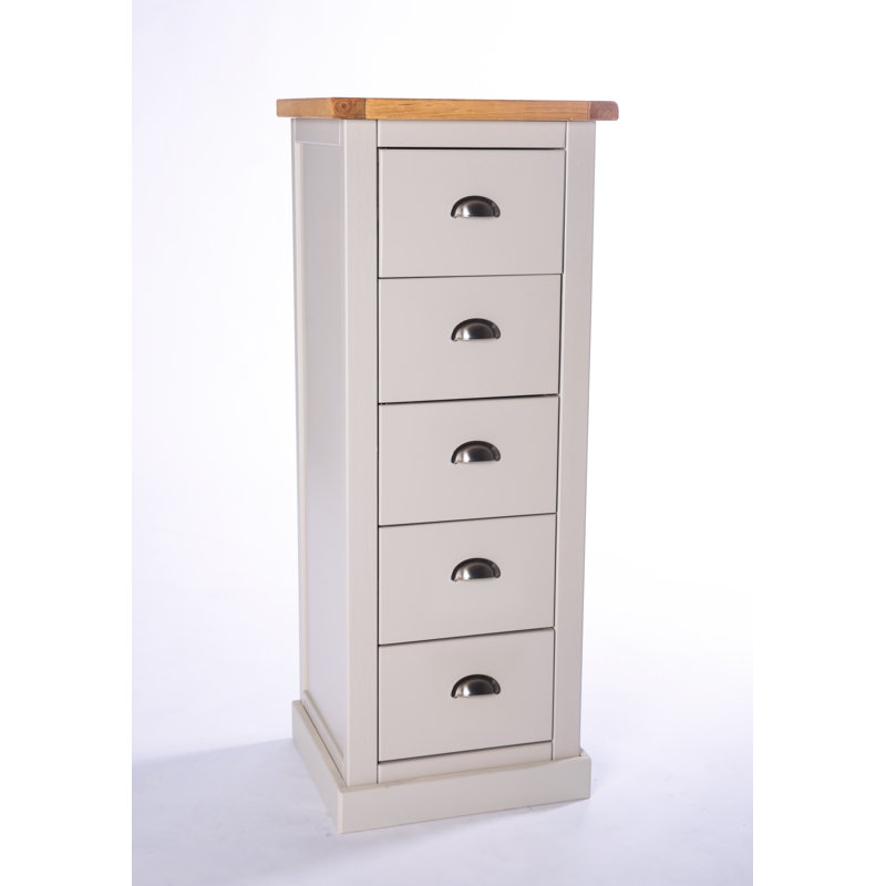 Koby 45 cm W Chest of 5 Drawers, Grey/White, Chrome