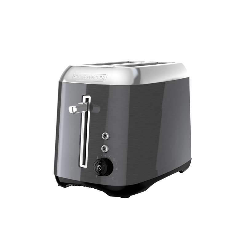 BLACK+DECKER 2-Slice Toaster With Extra Wide Slot Push-Button Functions, Shade Selector And Swing-Down Crumb Tray, Black/Stainless Steel