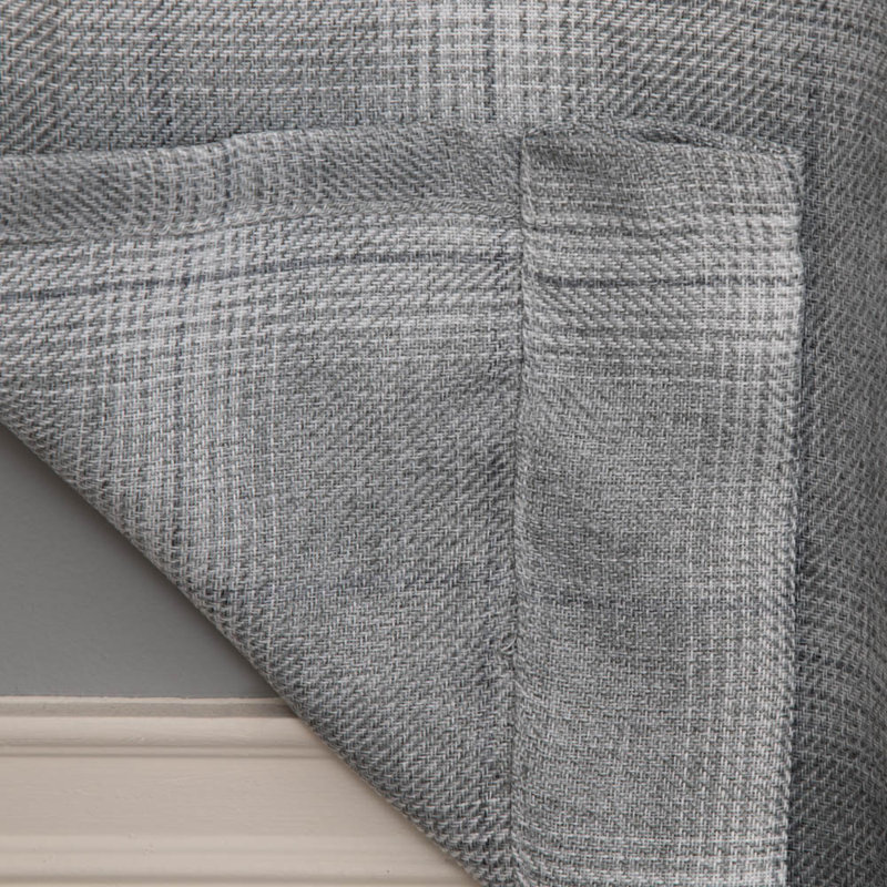 Erlandson 100% Polyester Light-Filtering Plaid Curtain Panel with Rod Pocket Top, 50" W x 108" L, Gray
