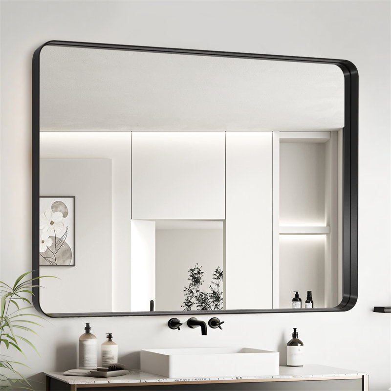 Miroir de salle de bain 40X36, 36 po x 40 po, Noir