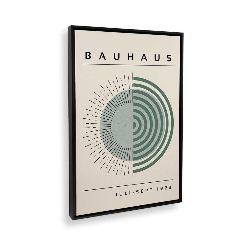 Toile tendue Bauhaus Echoing Rays, Cadre flottant noir satiné, H 18,75 po x l 12,75 po x P 1,75 po