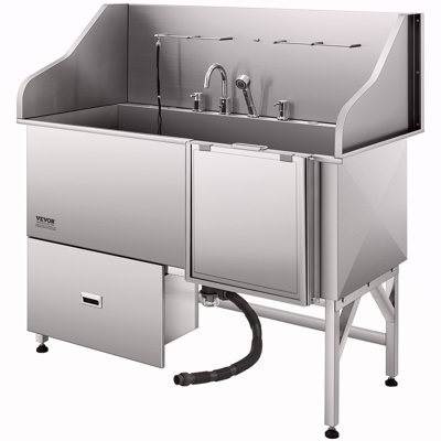 61 Inch Dog Grooming Bath Tub Stainless Steel W Ramp Water Filter