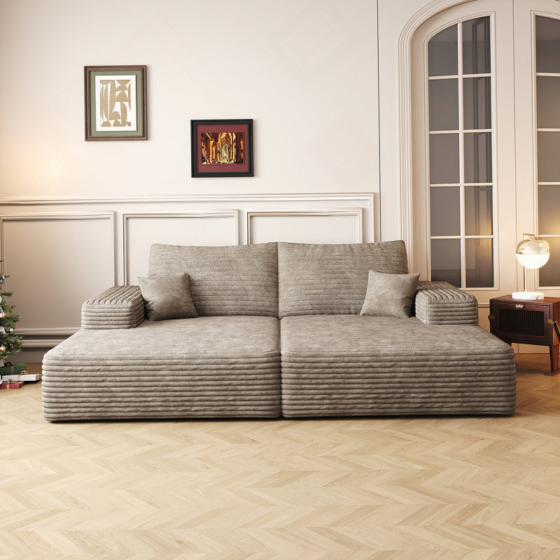 Canapé-lit moderne avec canapé-lit double et tissu moelleux pour diverses pièces, Chameau