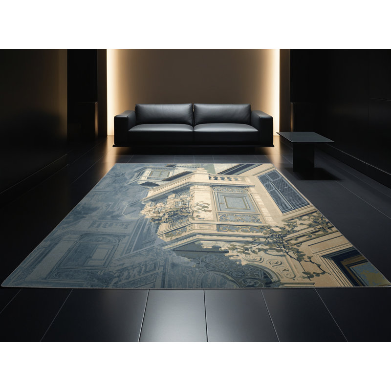 Machine Washable Paublo Cartagena Old City Bohemian Block Print Rug in Gray – Gray Binding, 5x8