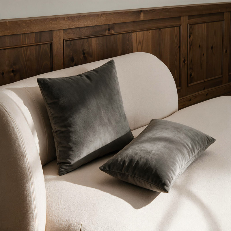 Ensemble de housses de coussins décoratifs en velours doux pour canapé, canapé, lit et salon, Gris foncé, Housse de coussin