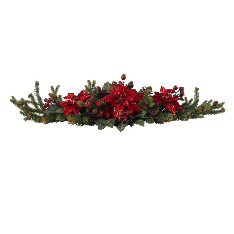 36 in. Artificial Poinsettia Centerpiece Berry