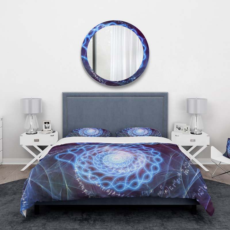 Ensemble de housse de couette en microfibre bleu / noir, Housse de couette pour très grand lit et 2 très