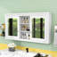 Armoire à miroir 2-en-1 avec tablettes réglables et porte à fermeture douce-1104410512