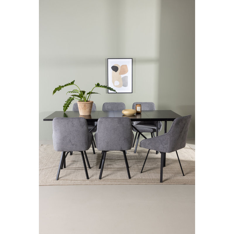 Peasely 6 - Person Dining Set, Grey, Grey
