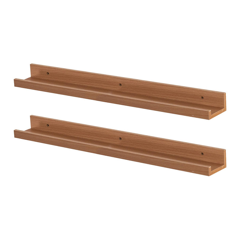 Harbour Housewares - Floating Picture Ledge Wall Shelves - Set of 2, Brown, 4cm H x 57cm W x 10cm D