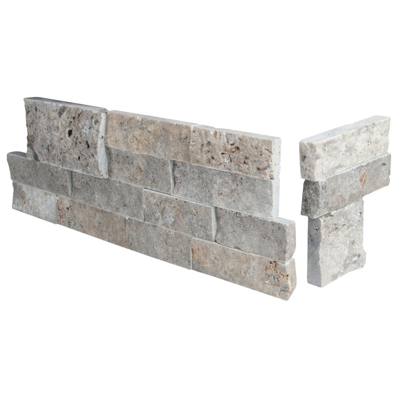 Stonecrest 6 in. x 18 in. Split Face Natural Stone Ledger Corner Wall Tile, Argento Way