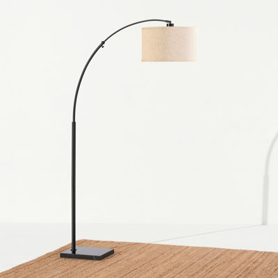 Brightech Logan 76 In. Adjustable And Extendable Led Arched Gold Floor Lamp With Weighted Marble Base - Led Bu In Black,beige