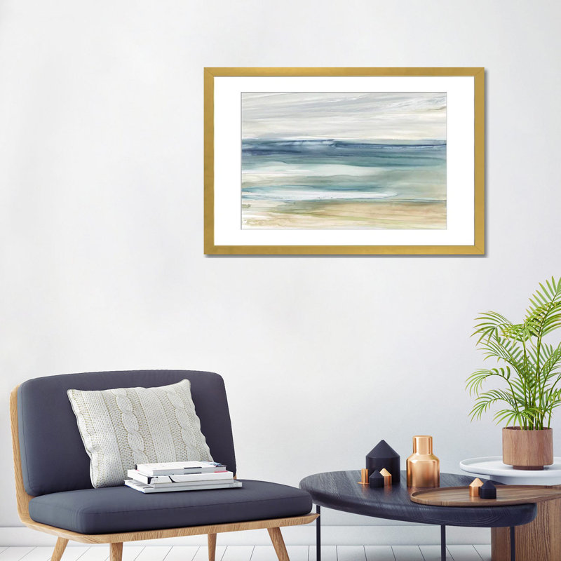 «Ocean Breeze» par Carol Robinson, reproduction d'art, H 24 po x l 32 po, Impression encadrée avec passe-partout, Doré