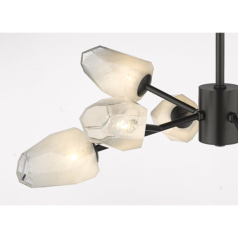 Harland 8 Light Chandelier With Glass Shades, Black, 8