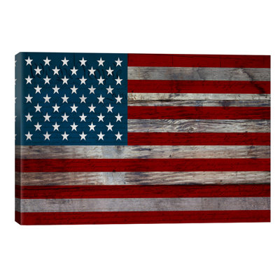 Usa Flag On Wood Boards (U.S. Constitution Background) I - Print on Canvas