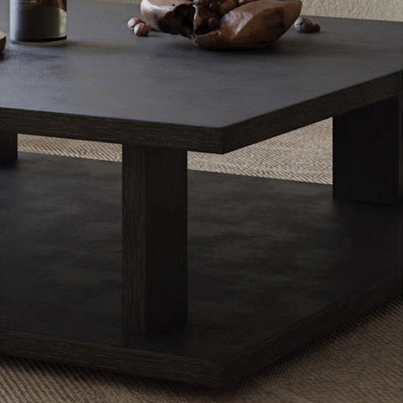 Table basse moderne en bois massif minimaliste., Black, H 14,9 po x L 39,3 po x l 39,3 po