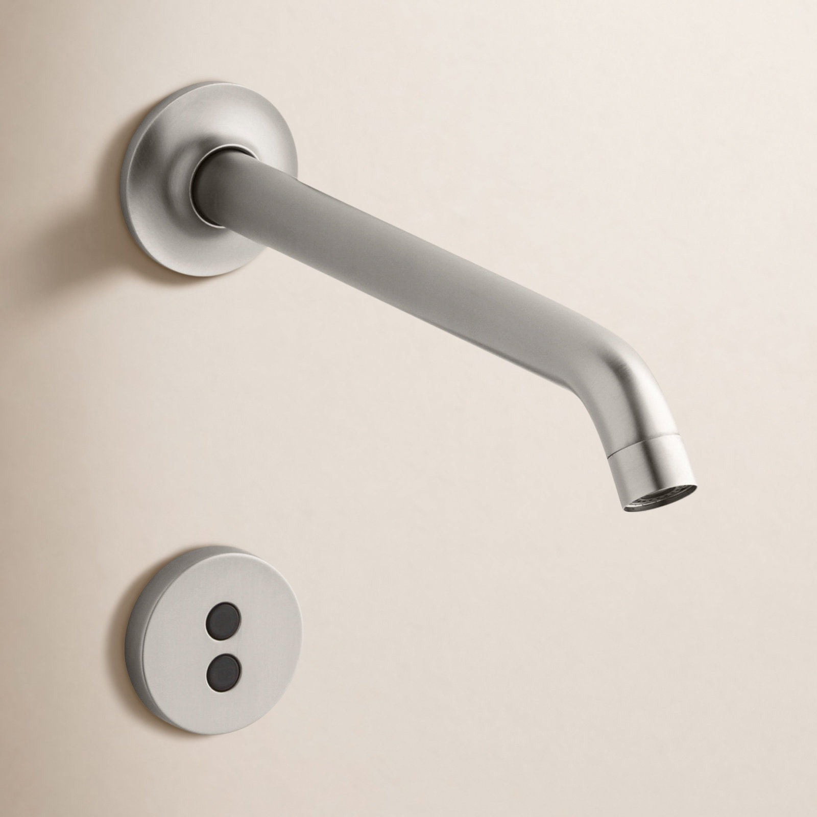 Purist Wall-Mount Commercial Bathroom Faucet, Vibrant Stainless