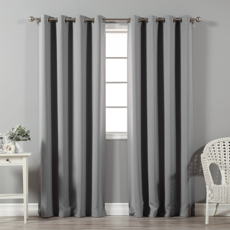 Schaeffer Solid Blackout Thermal Grommet Curtain Panels, Gray, 52"W x 96"L