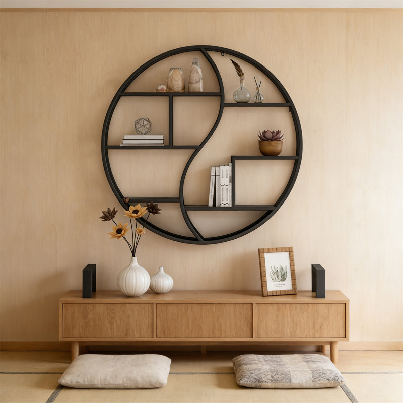 Metal Wall Shelf With Wood, Black