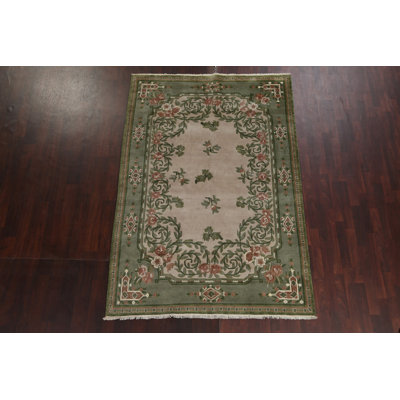 Tapis népalais floral en laine noué à la main 6 x 9
