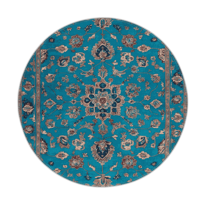 Tapis vert d'intérieur et d'extérieur Tabriz, Rond 5 pi