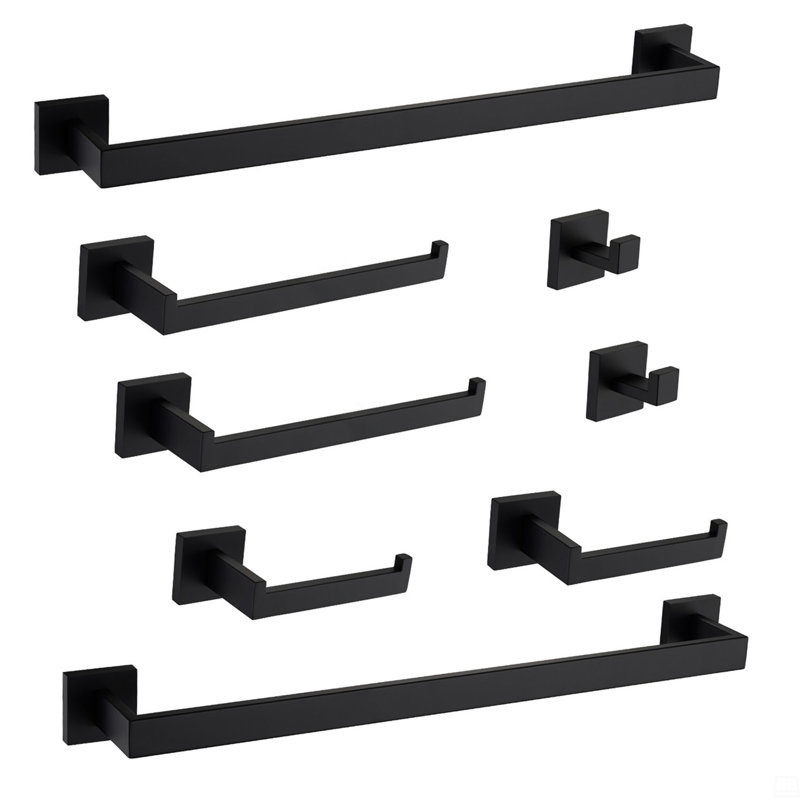 Ensemble de quincaillerie de salle de bain 8 pièces, Or / noir mat