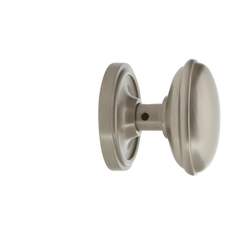 Classic Rosette with Homestead Door Knob, Satin Nickel, 2.375"