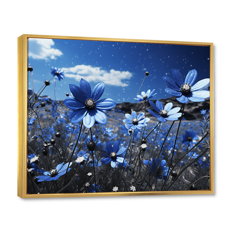 Sapphire Meadow II - impression, H 16 po x l 32 po, Cadre flottant doré