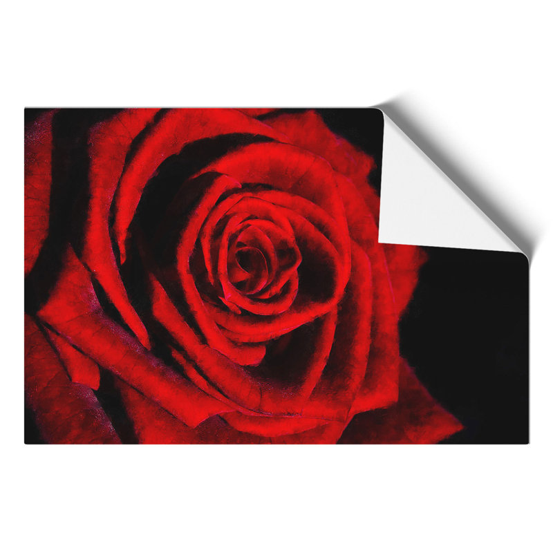 Red Rose Flower Painting - Frameless Print, 30cm H x 42cm W x 0.1cm D