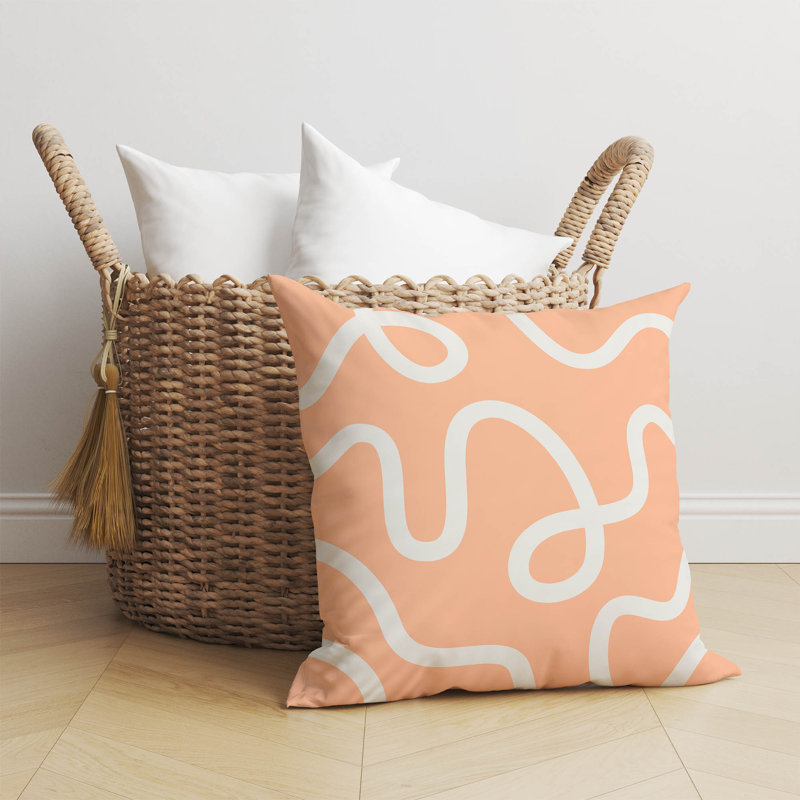 Coussin Squig, Pêche / orange, H 18 po x l 18 po