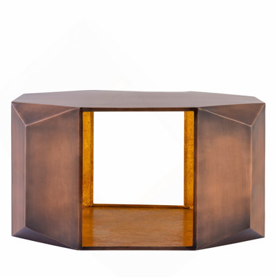 Modern Style Designed with multiple angular panels Coffee Table made with aluminum sheet in Antique Copper with Gold Foil Inside
