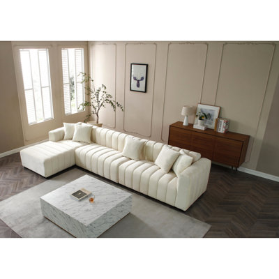 Delightful 139'' Channel Velvet With Left Chaise Enticing