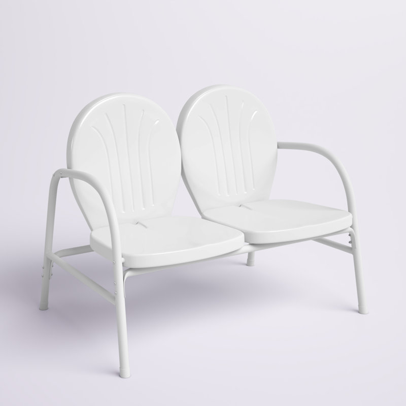 Alannah 41.8'' Wide Metal Loveseat, White