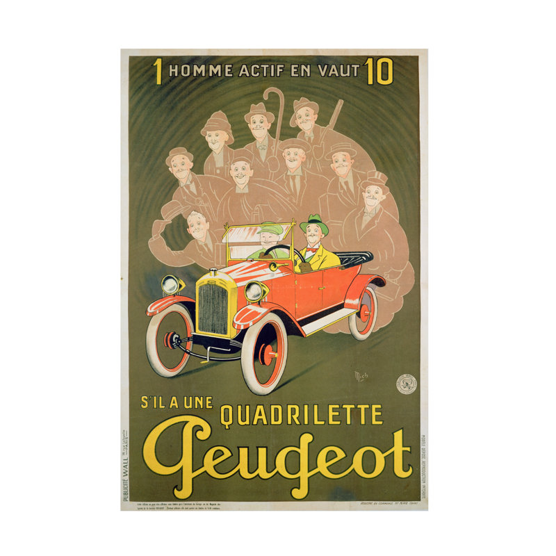 Art sur toile, "Liebeaux, Michel, Called Mich the PEUGEOT Quadrilette", H 19 po x l 12 po