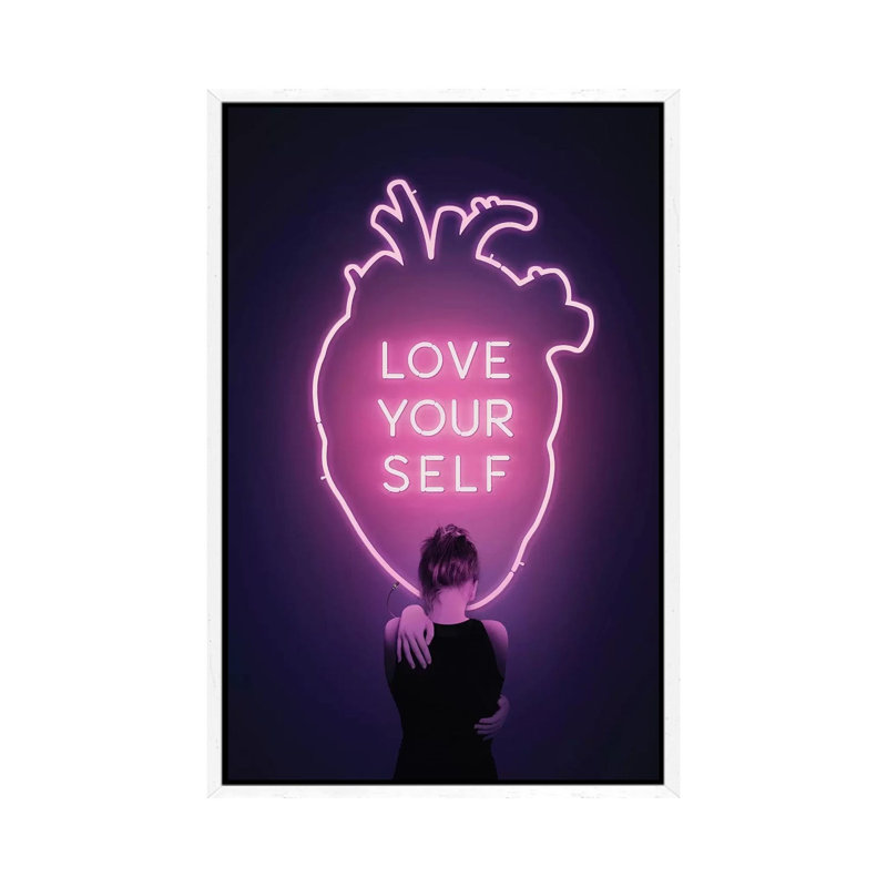 Love Yourself by Enkel Dika - Print on Canvas, White Framed, 101.6 cm H x 66.04 cm W