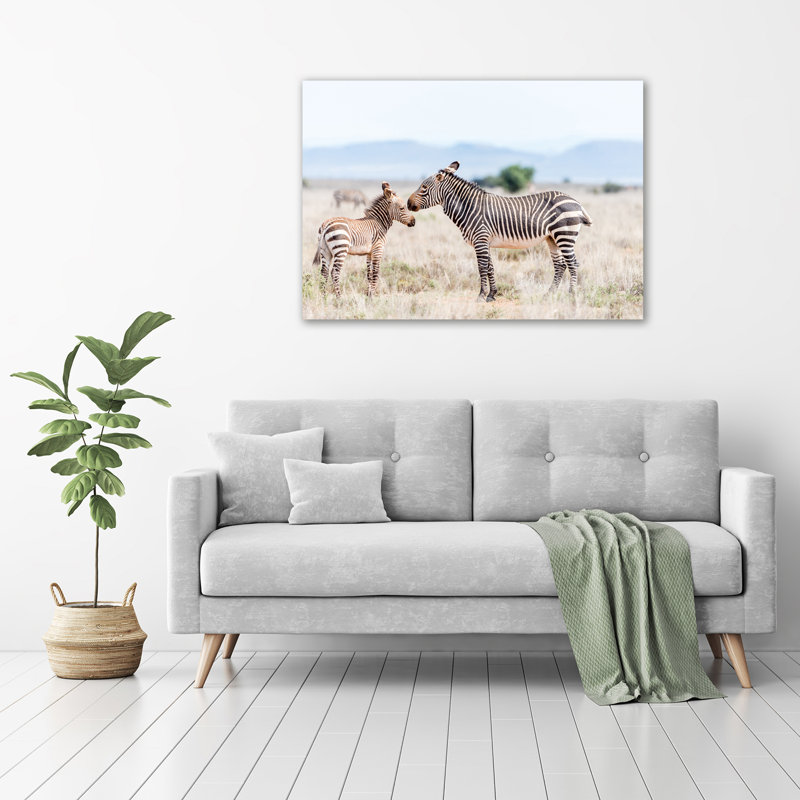 Zebras in the mountains 1 Piece Wrapped Canvas Wall Art