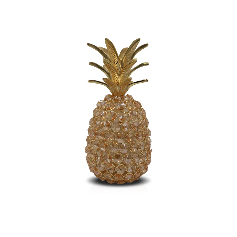 Sculpture Glam Fruit ananas, Doré, H 10 po x l 5,10 po x P 5,10 po